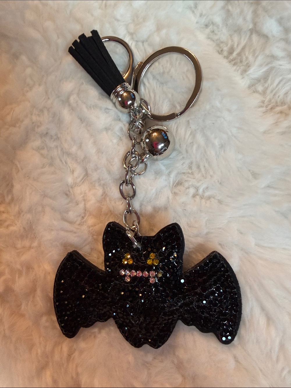 Rhinestone Black Bat Halloween keychain Bsg Charm